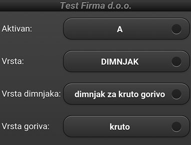 Upis karakteristika trošila korisnika. Moguć je upis vrste trošila, vrste goriva, dali je trošilo aktivno, snage, gabarita i sl.